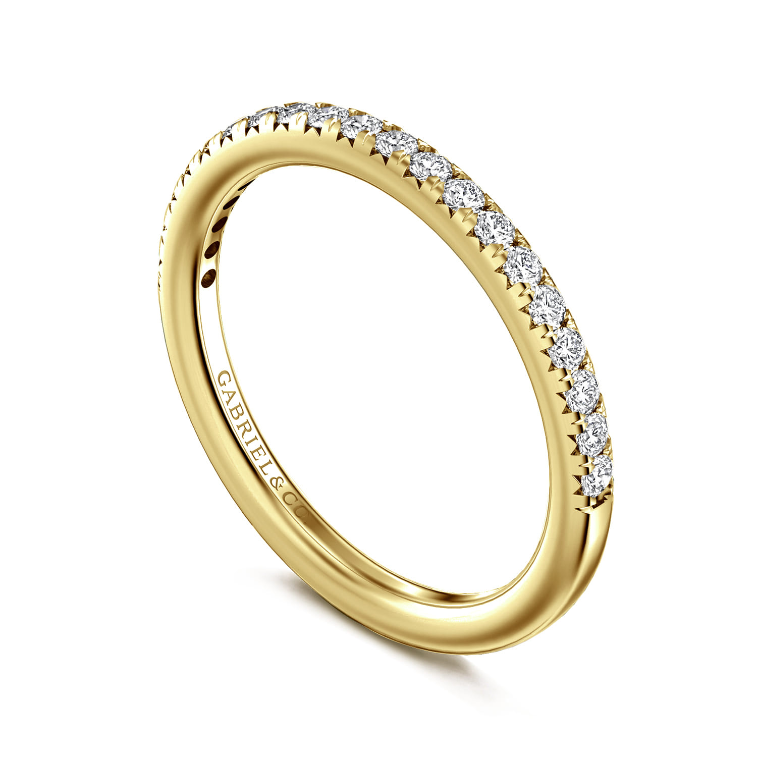 Straight Wedding Ring in 14k Yellow Gold with Round Natural Diamond at Gabriel & Co. - Shot 3