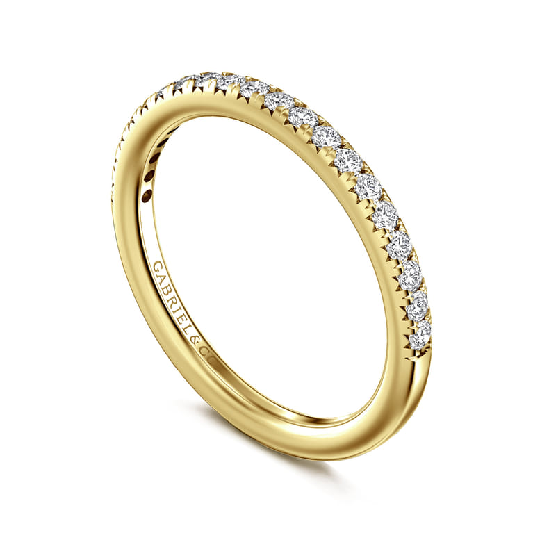 Straight Wedding Ring in 14k Yellow Gold with Round Natural Diamond at Gabriel & Co. - Shot 3