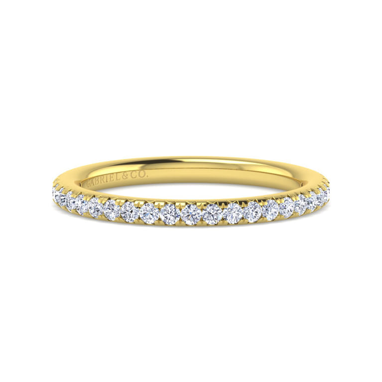 Straight Wedding Ring in 14k Yellow Gold with Round Natural Diamond at Gabriel & Co. - Shot 1