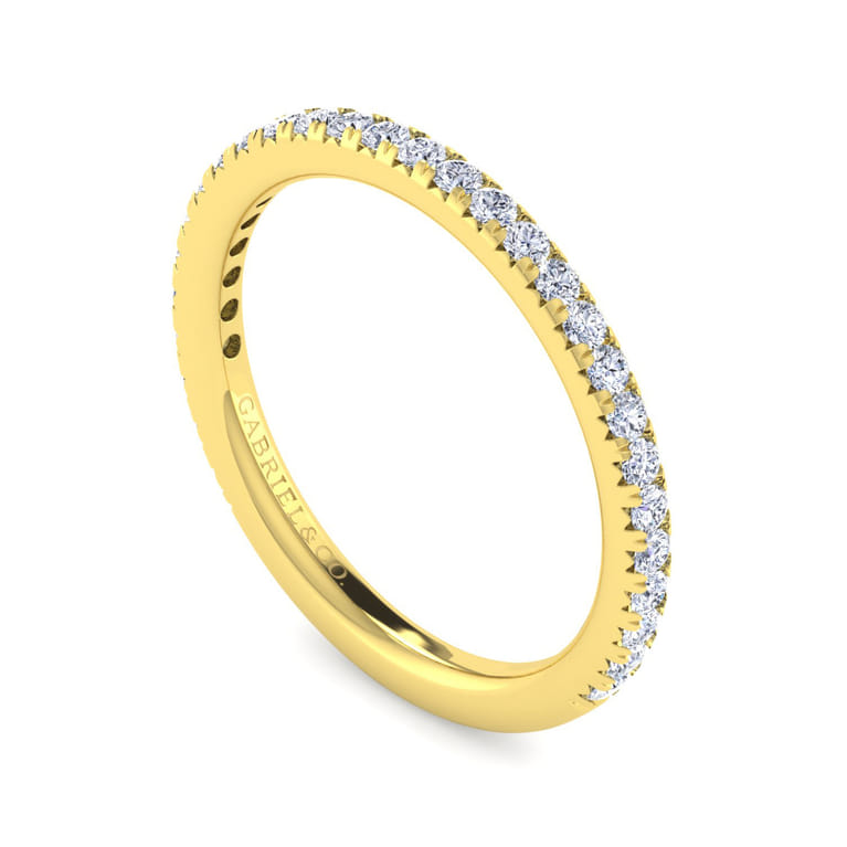 Straight Wedding Ring in 14k Yellow Gold with Round Natural Diamond at Gabriel & Co. - Shot 3