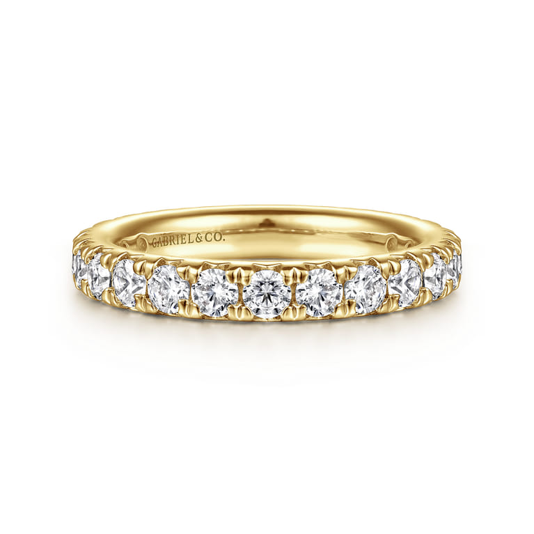 Eternity Band Wedding Ring in 14k Yellow Gold with Round Natural Diamond at Gabriel & Co. - Shot 1