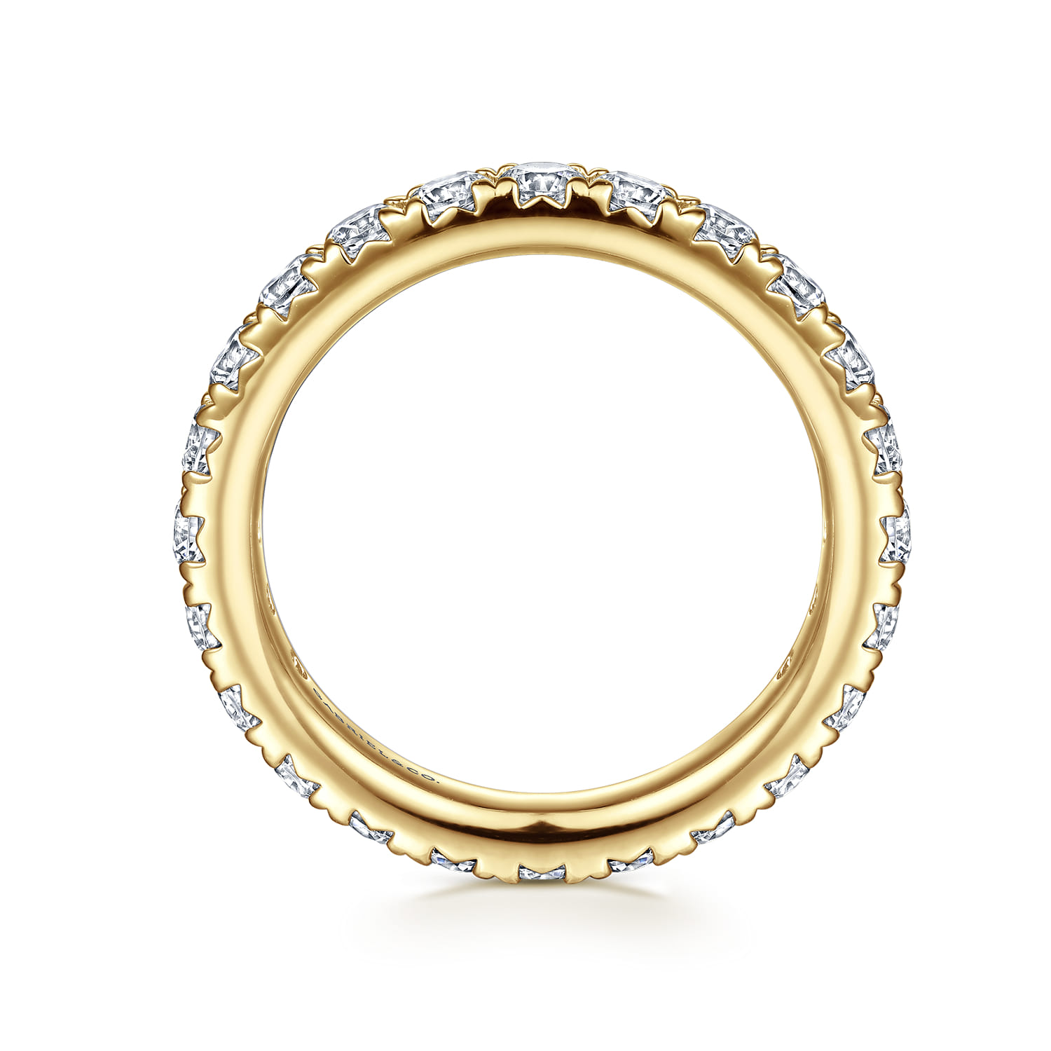 Eternity Band Wedding Ring in 14k Yellow Gold with Round Natural Diamond at Gabriel & Co. - Shot 2