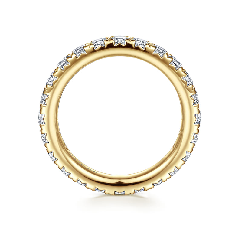 Eternity Band Wedding Ring in 14k Yellow Gold with Round Natural Diamond at Gabriel & Co. - Shot 2