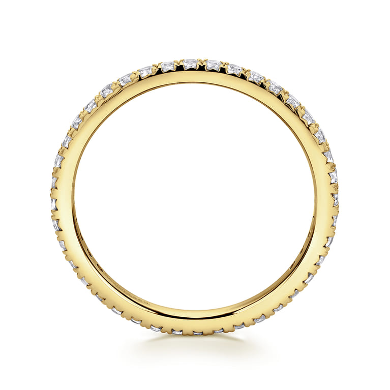 Eternity Band Wedding Ring in 14k Yellow Gold with Round Natural Diamond at Gabriel & Co. - Shot 2