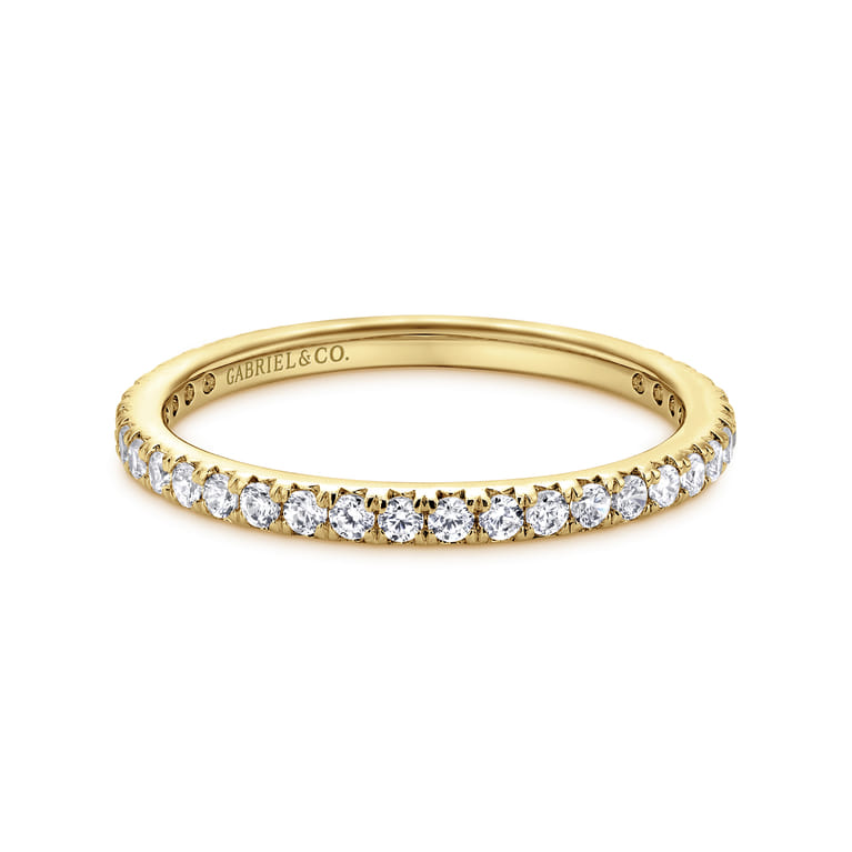 Eternity Band Wedding Ring in 14k Yellow Gold with Round Natural Diamond at Gabriel & Co. - Shot 1