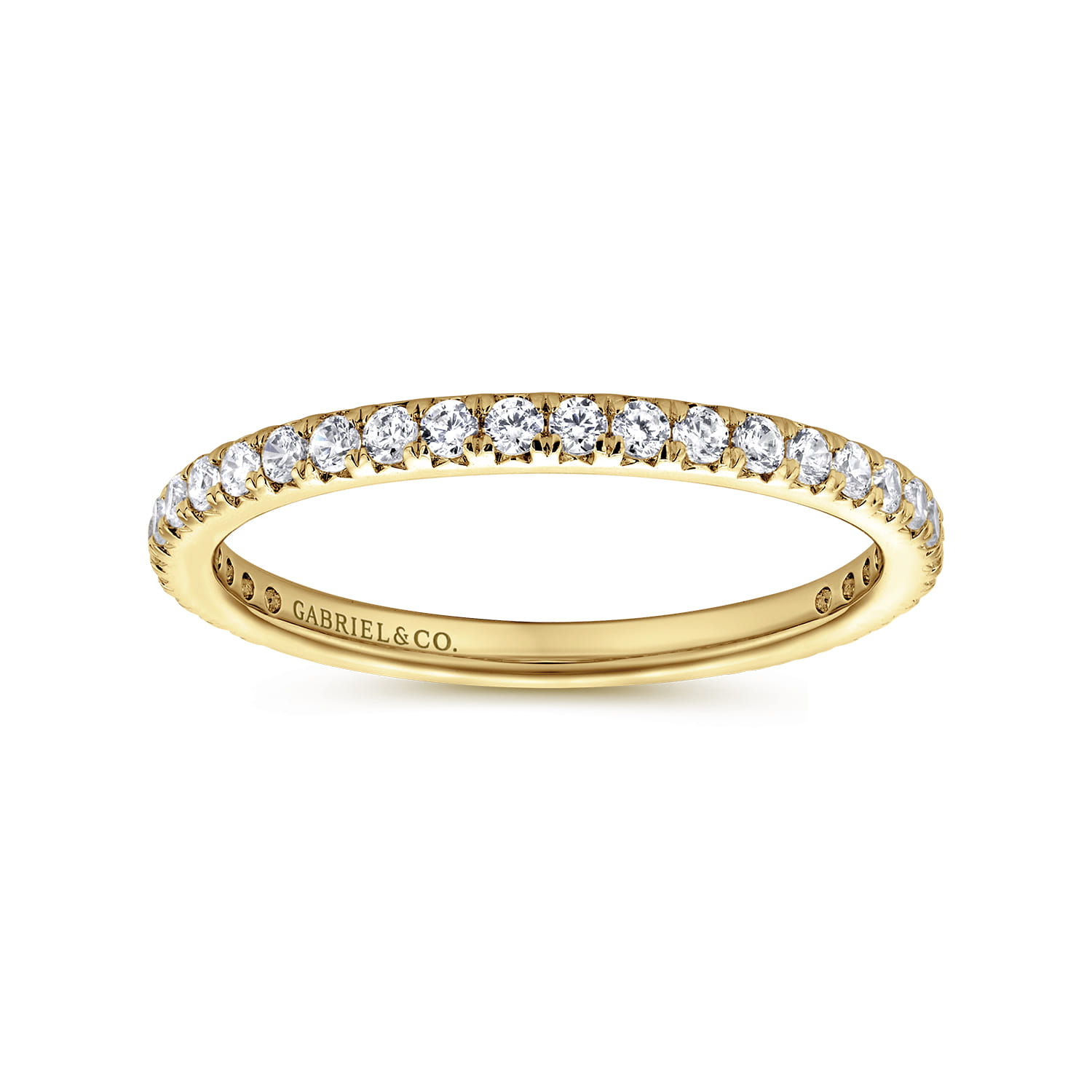 Eternity Band Wedding Ring in 14k Yellow Gold with Round Natural Diamond at Gabriel & Co. - Shot 4