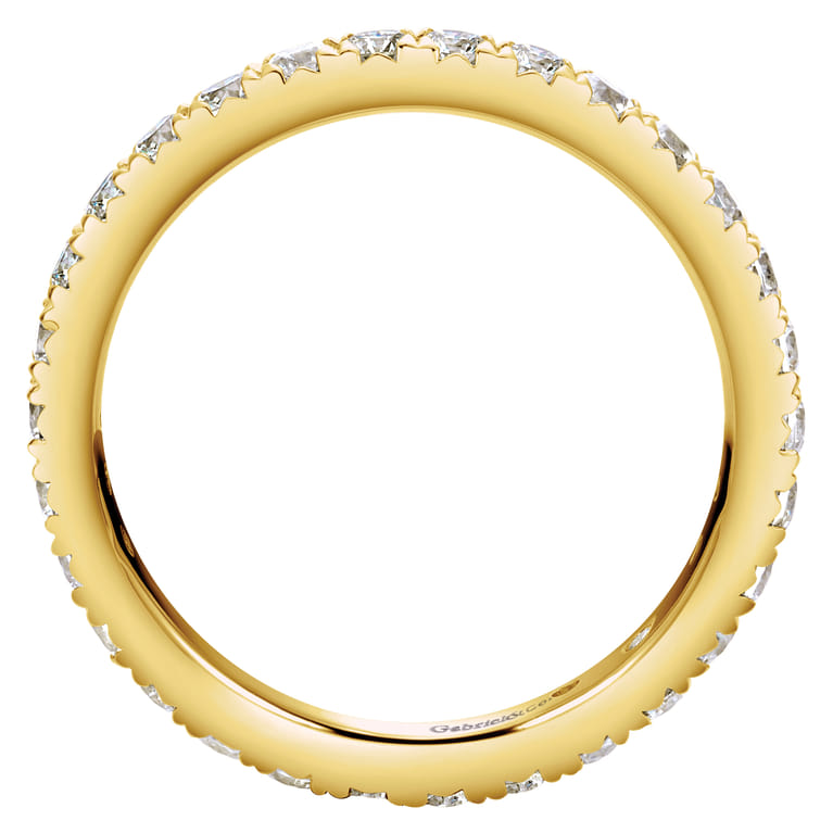 Eternity Band Wedding Ring in 14k Yellow Gold with Round Natural Diamond at Gabriel & Co. - Shot 2