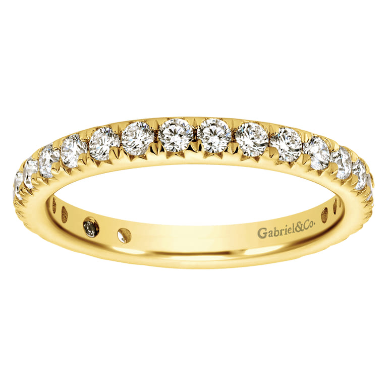 Eternity Band Wedding Ring in 14k Yellow Gold with Round Natural Diamond at Gabriel & Co. - Shot 4