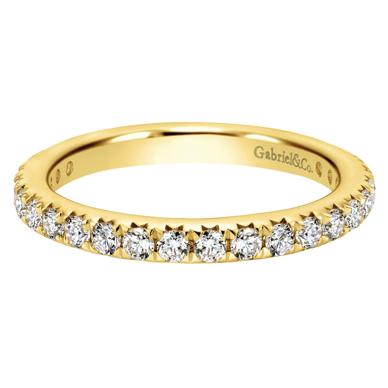 Eternity Band Wedding Ring in 14k Yellow Gold with Round Natural Diamond at Gabriel & Co. - Shot 1