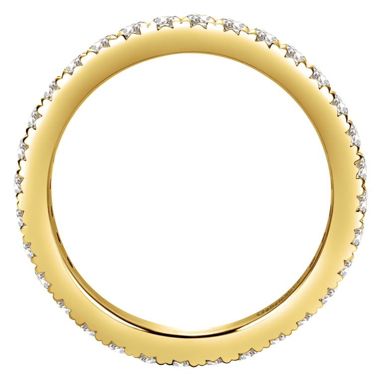 Eternity Band Wedding Ring in 14k Yellow Gold with Round Natural Diamond at Gabriel & Co. - Shot 2