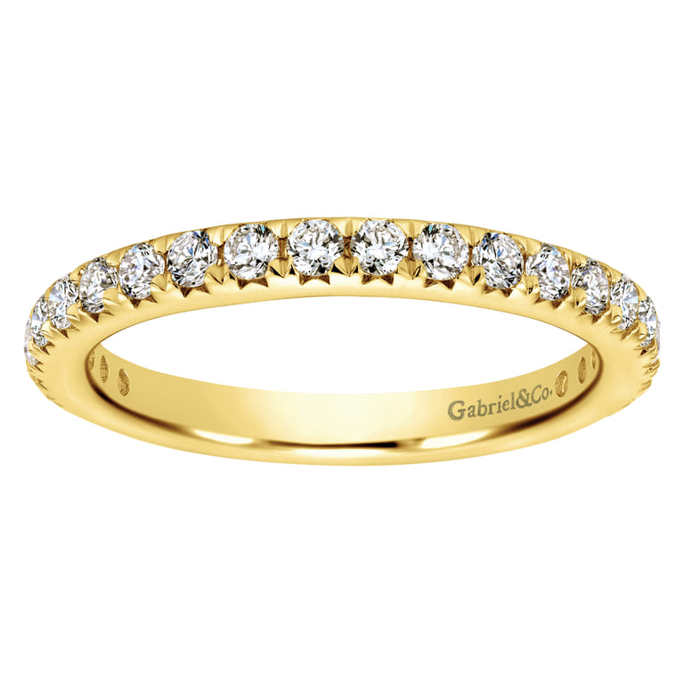 Eternity Band Wedding Ring in 14k Yellow Gold with Round Natural Diamond at Gabriel & Co. - Shot 4