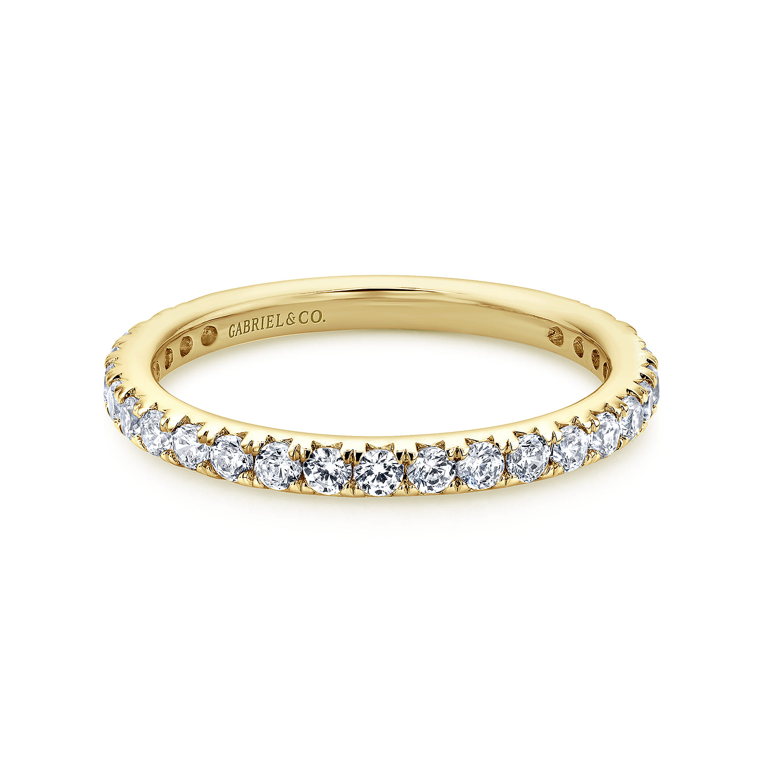 Eternity Band Wedding Ring in 14k Yellow Gold with Round Natural Diamond at Gabriel & Co. - Shot 1
