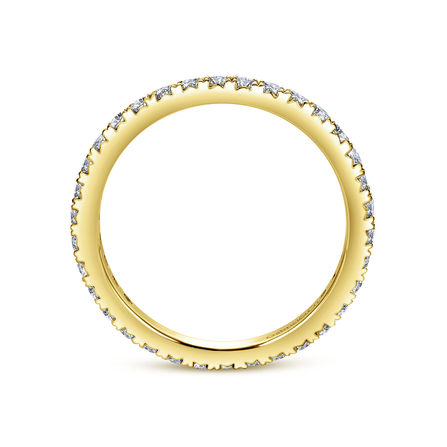 Eternity Band Wedding Ring in 14k Yellow Gold with Round Natural Diamond at Gabriel & Co. - Shot 2