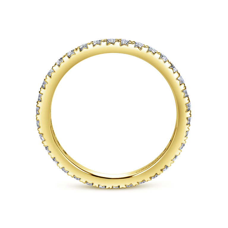 Eternity Band Wedding Ring in 14k Yellow Gold with Round Natural Diamond at Gabriel & Co. - Shot 2