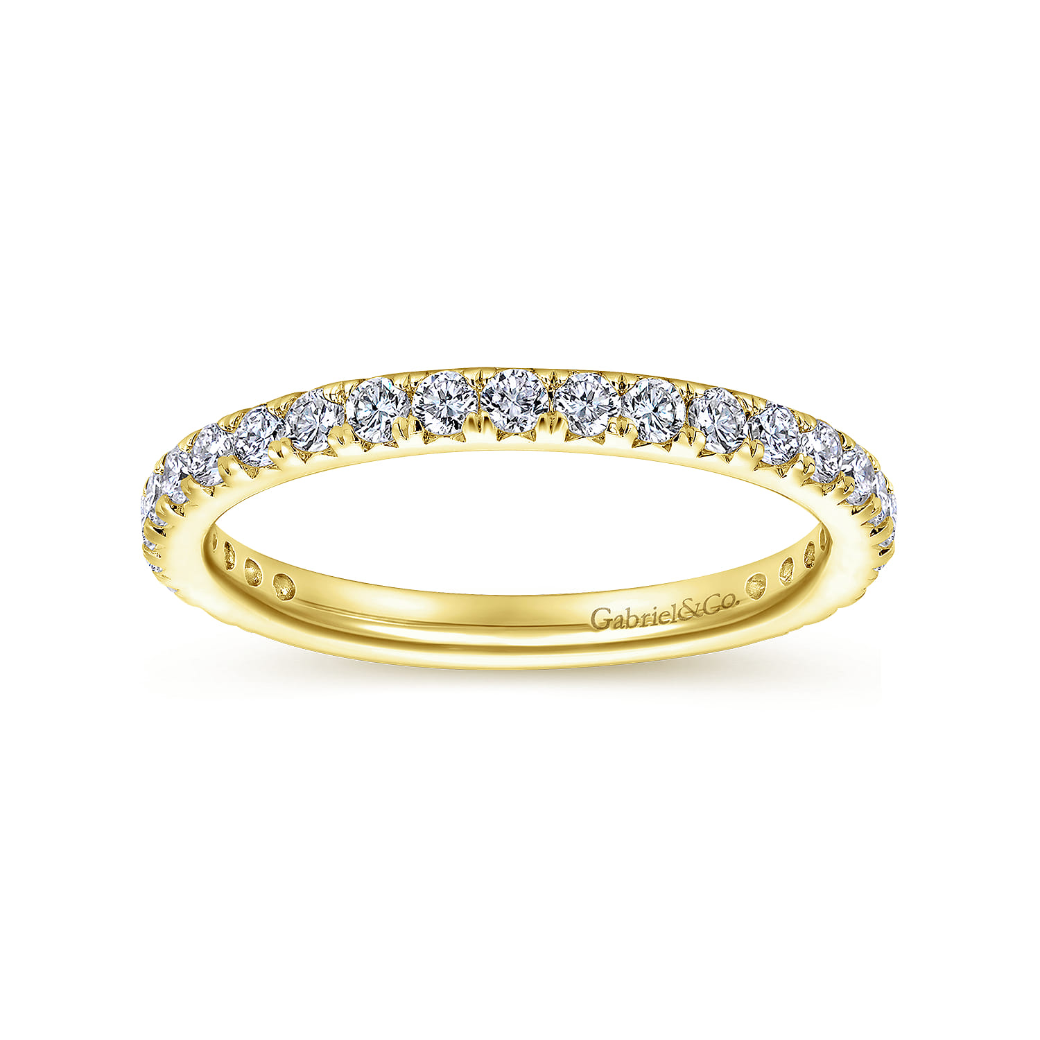 Eternity Band Wedding Ring in 14k Yellow Gold with Round Natural Diamond at Gabriel & Co. - Shot 4