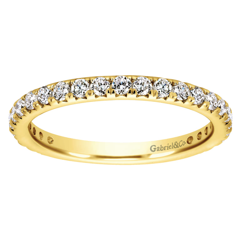 Eternity Band Wedding Ring in 14k Yellow Gold with Round Natural Diamond at Gabriel & Co. - Shot 5