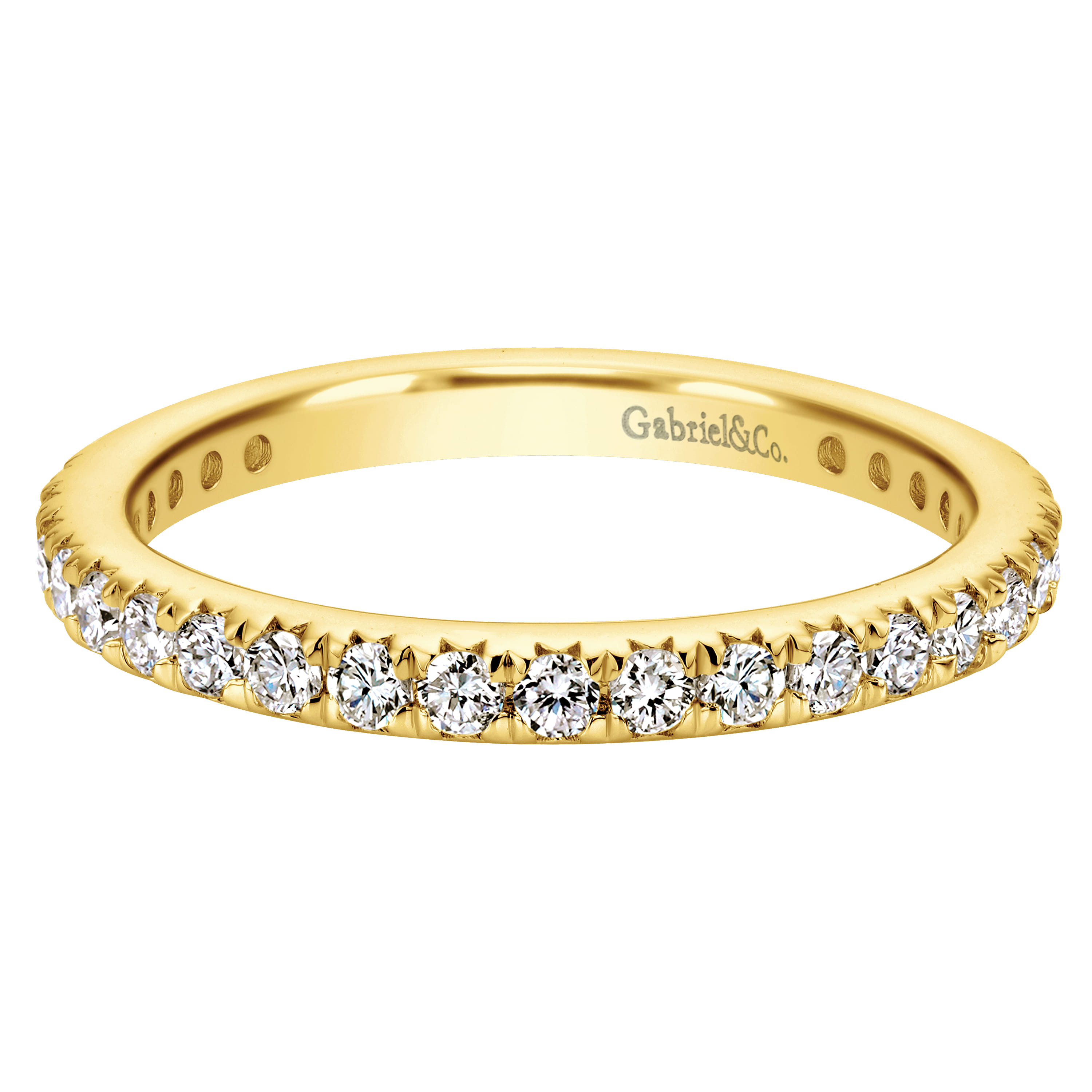 Eternity Band Wedding Ring in 14k Yellow Gold with Round Natural Diamond at Gabriel & Co. - Shot 1