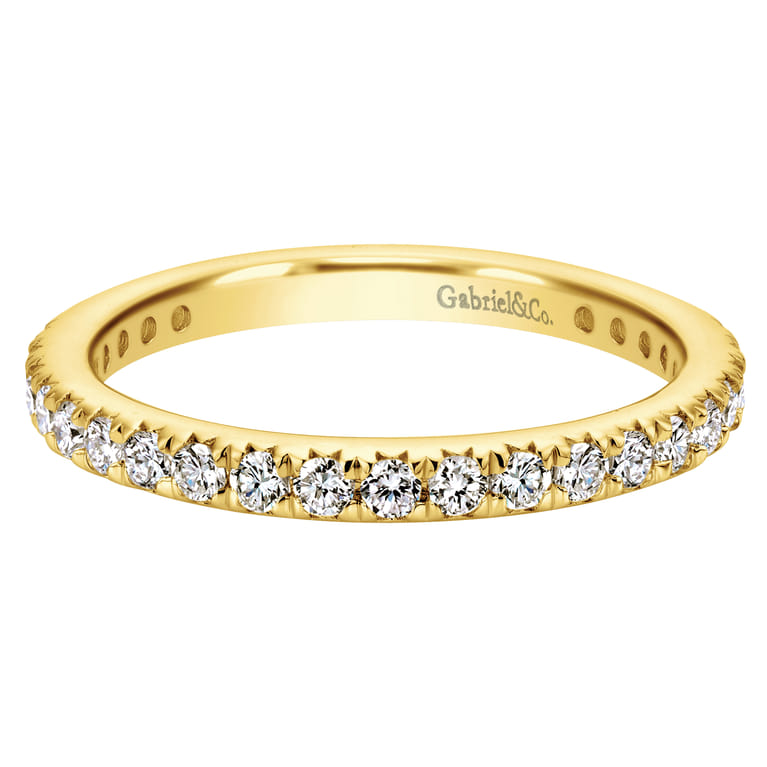 Eternity Band Wedding Ring in 14k Yellow Gold with Round Natural Diamond at Gabriel & Co. - Shot 1