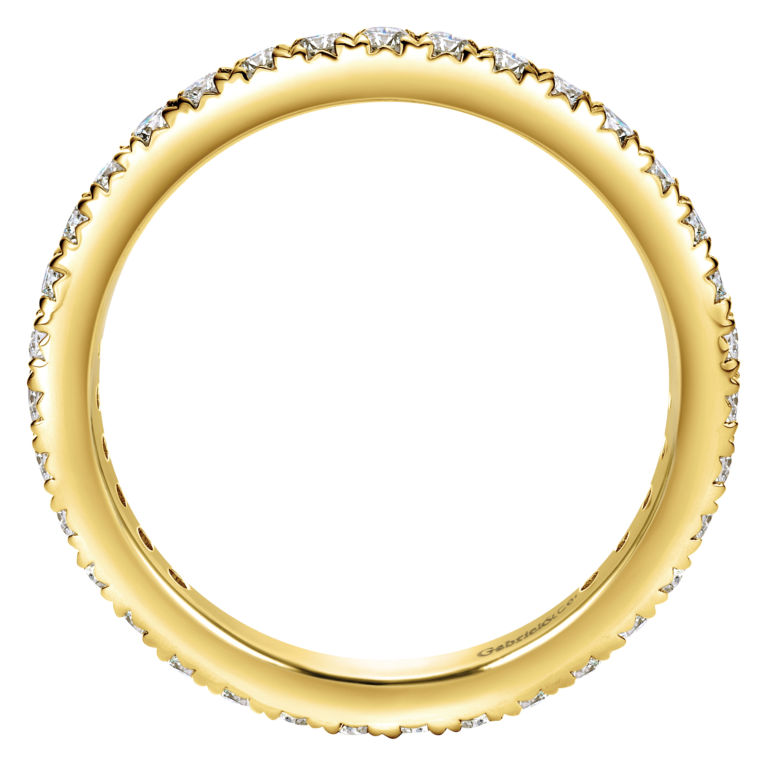 Eternity Band Wedding Ring in 14k Yellow Gold with Round Natural Diamond at Gabriel & Co. - Shot 2
