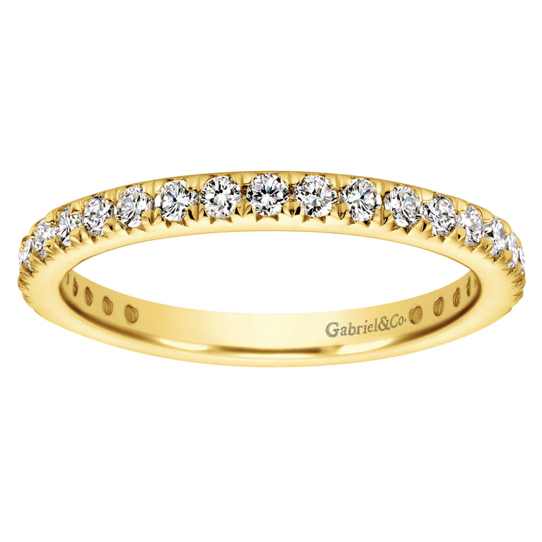 Eternity Band Wedding Ring in 14k Yellow Gold with Round Natural Diamond at Gabriel & Co. - Shot 4