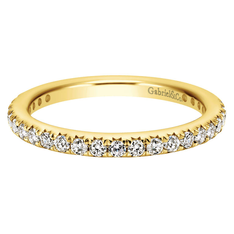 Eternity Band Wedding Ring in 14k Yellow Gold with Round Natural Diamond at Gabriel & Co. - Shot 1