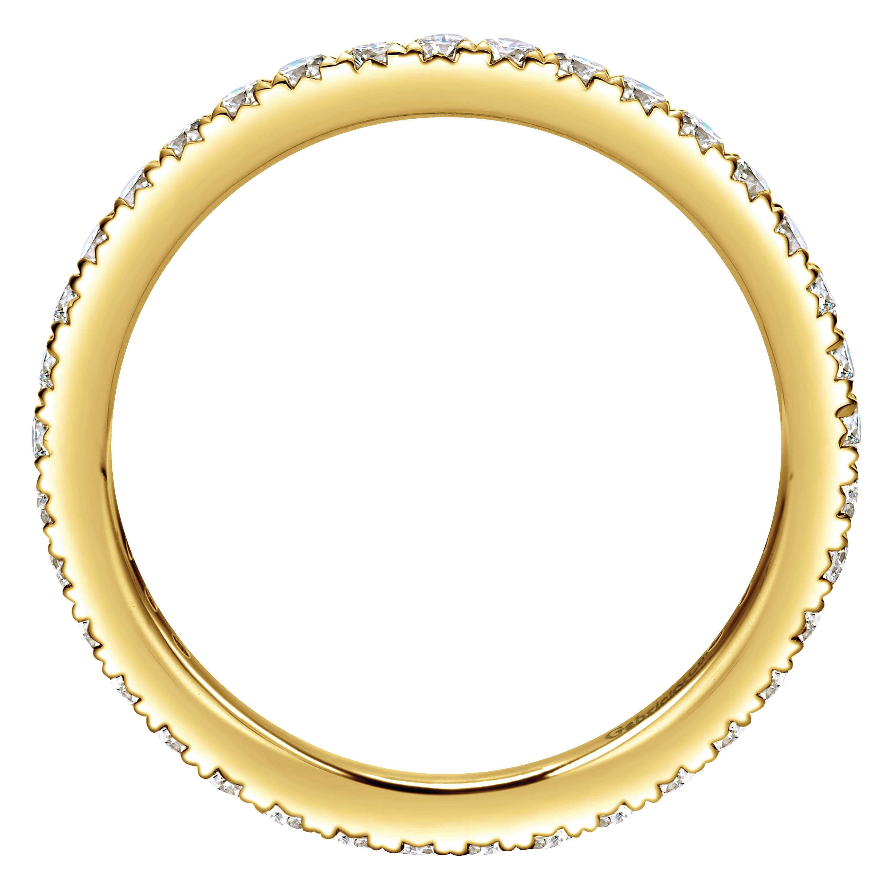 Eternity Band Wedding Ring in 14k Yellow Gold with Round Natural Diamond at Gabriel & Co. - Shot 2