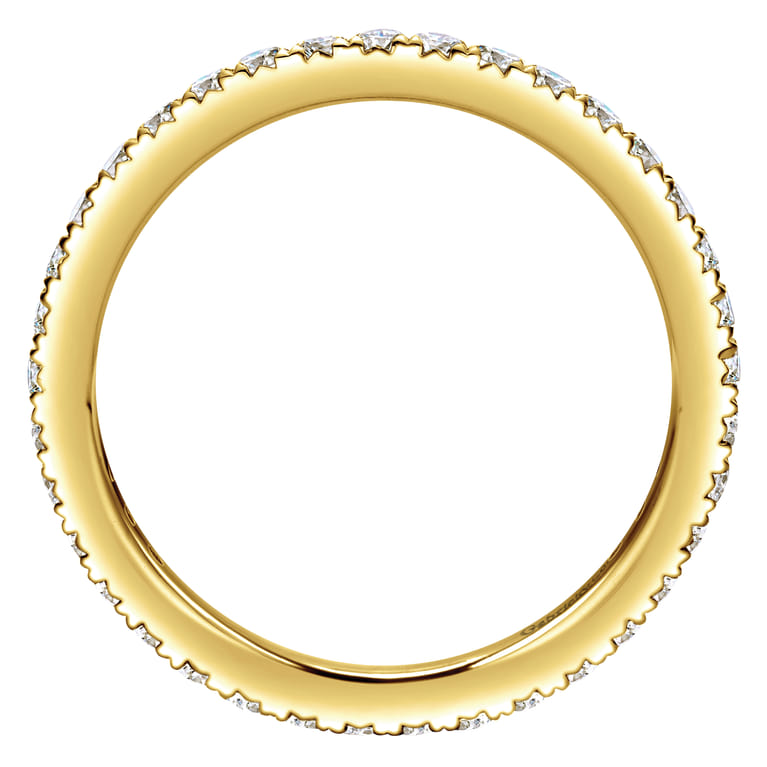 Eternity Band Wedding Ring in 14k Yellow Gold with Round Natural Diamond at Gabriel & Co. - Shot 2