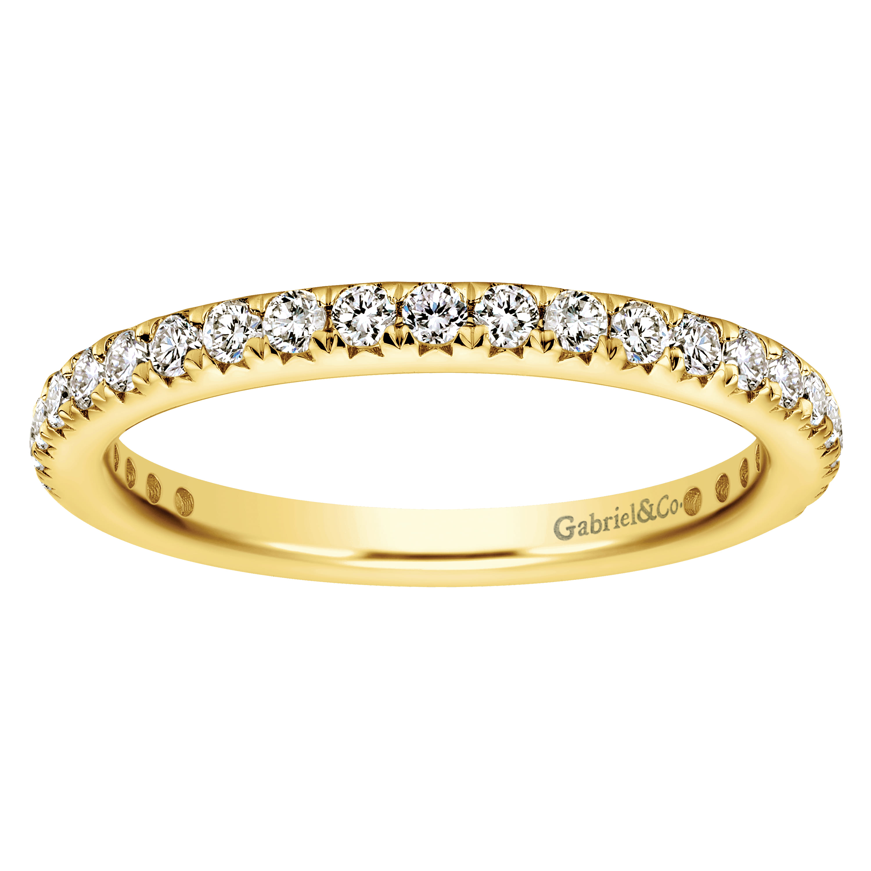 Eternity Band Wedding Ring in 14k Yellow Gold with Round Natural Diamond at Gabriel & Co. - Shot 4