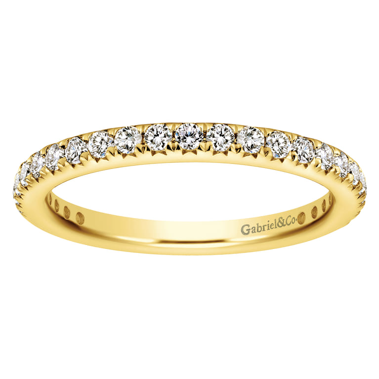 Eternity Band Wedding Ring in 14k Yellow Gold with Round Natural Diamond at Gabriel & Co. - Shot 4