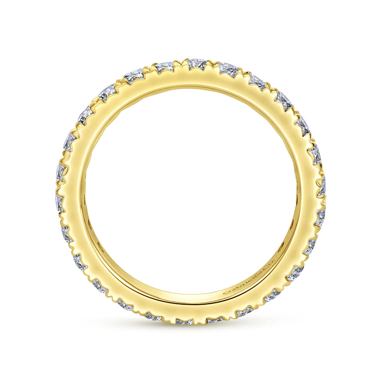 Eternity Band Wedding Ring in 14k Yellow Gold with Round Natural Diamond at Gabriel & Co. - Shot 2