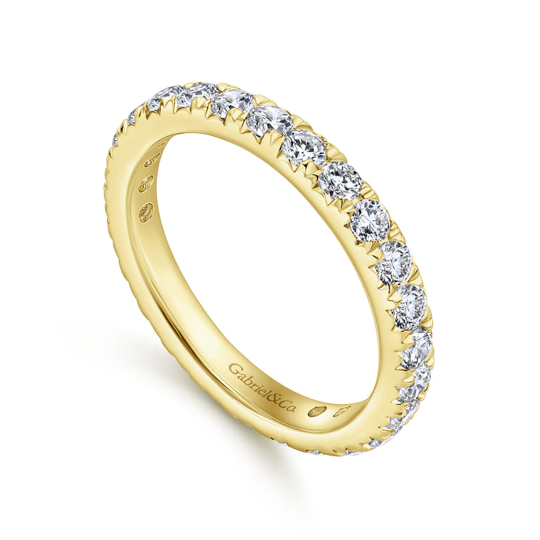 Eternity Band Wedding Ring in 14k Yellow Gold with Round Natural Diamond at Gabriel & Co. - Shot 3
