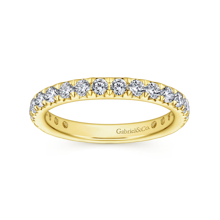 Eternity Band Wedding Ring in 14k Yellow Gold with Round Natural Diamond at Gabriel & Co. - Shot 4