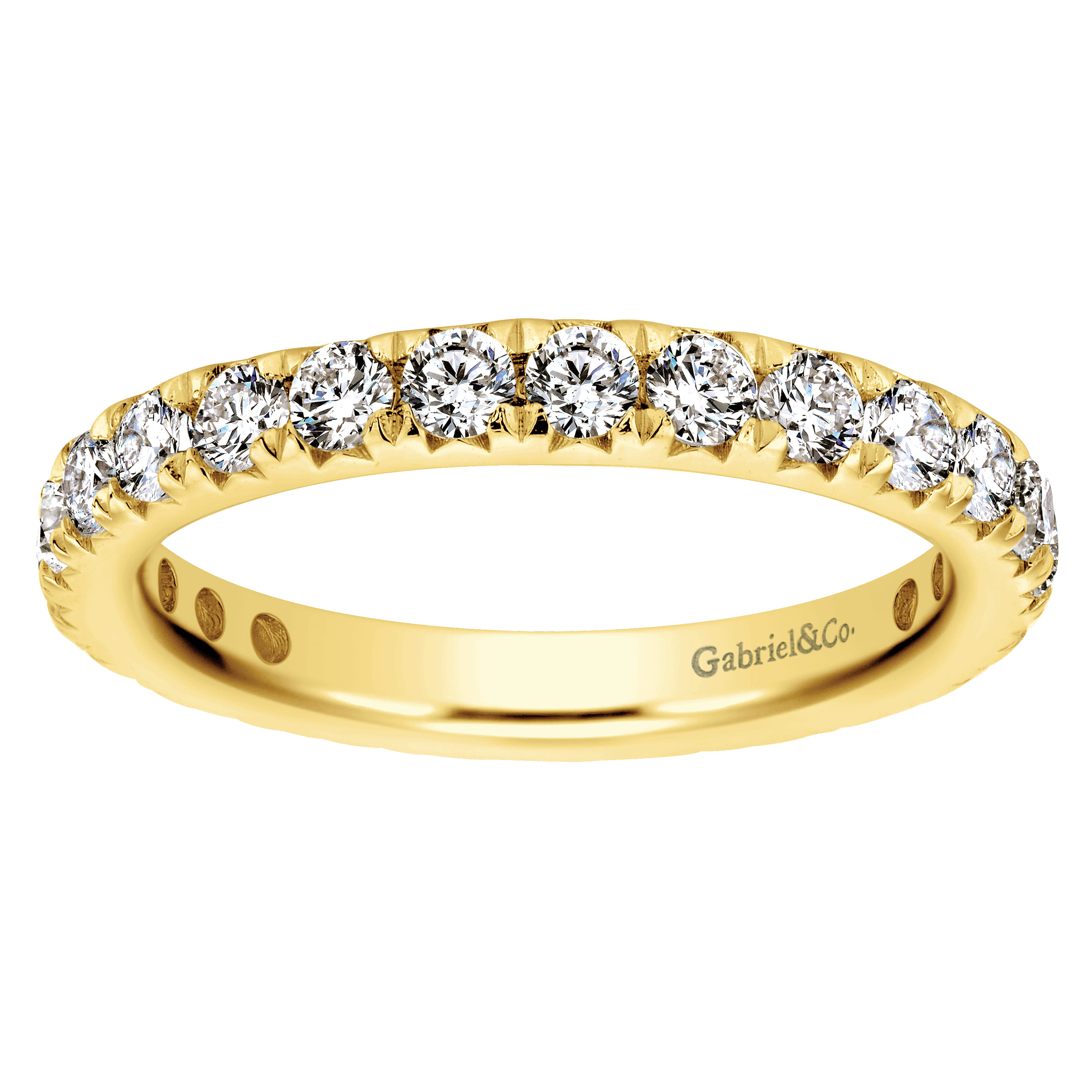Eternity Band Wedding Ring in 14k Yellow Gold with Round Natural Diamond at Gabriel & Co. - Shot 5