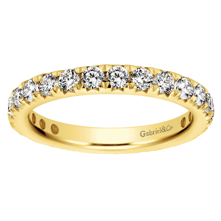 Eternity Band Wedding Ring in 14k Yellow Gold with Round Natural Diamond at Gabriel & Co. - Shot 5