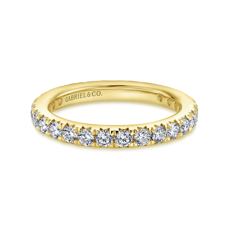 Eternity Band Wedding Ring in 14k Yellow Gold with Round Natural Diamond at Gabriel & Co. - Shot 1