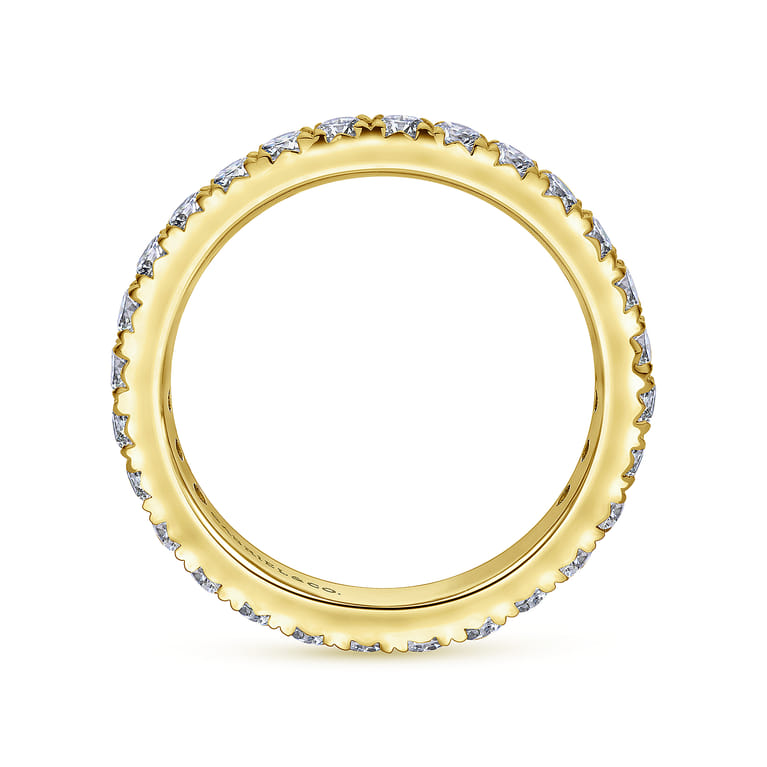 Eternity Band Wedding Ring in 14k Yellow Gold with Round Natural Diamond at Gabriel & Co. - Shot 2