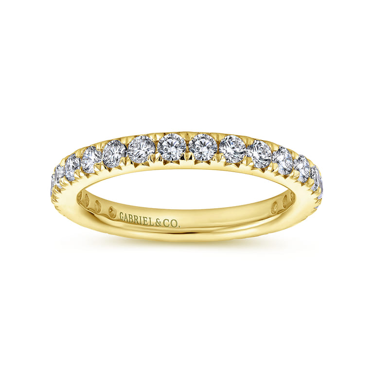 Eternity Band Wedding Ring in 14k Yellow Gold with Round Natural Diamond at Gabriel & Co. - Shot 4