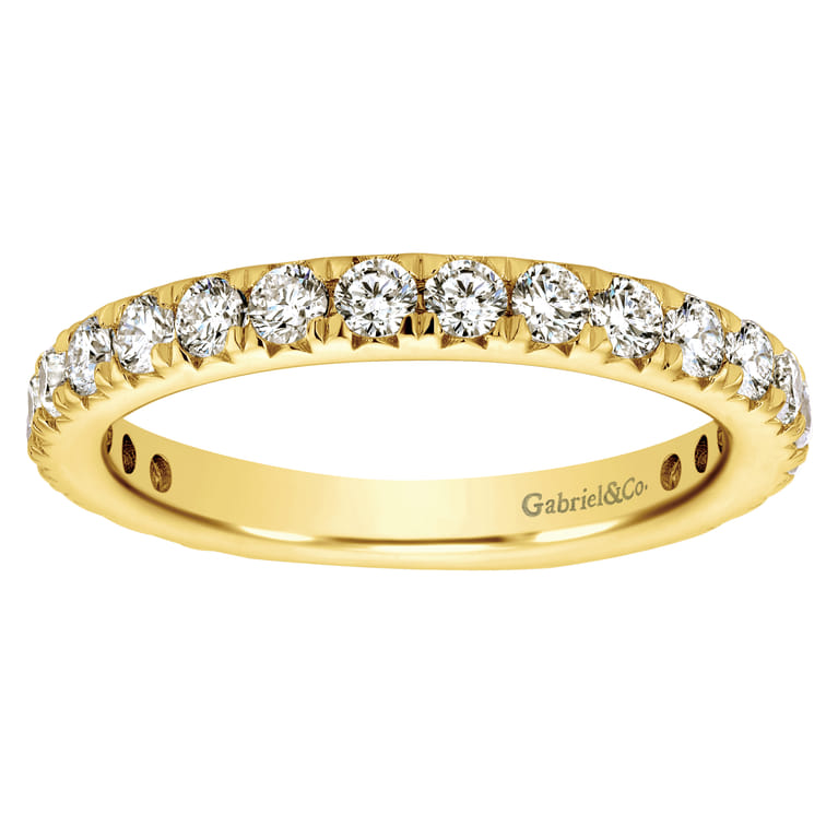 Eternity Band Wedding Ring in 14k Yellow Gold with Round Natural Diamond at Gabriel & Co. - Shot 5