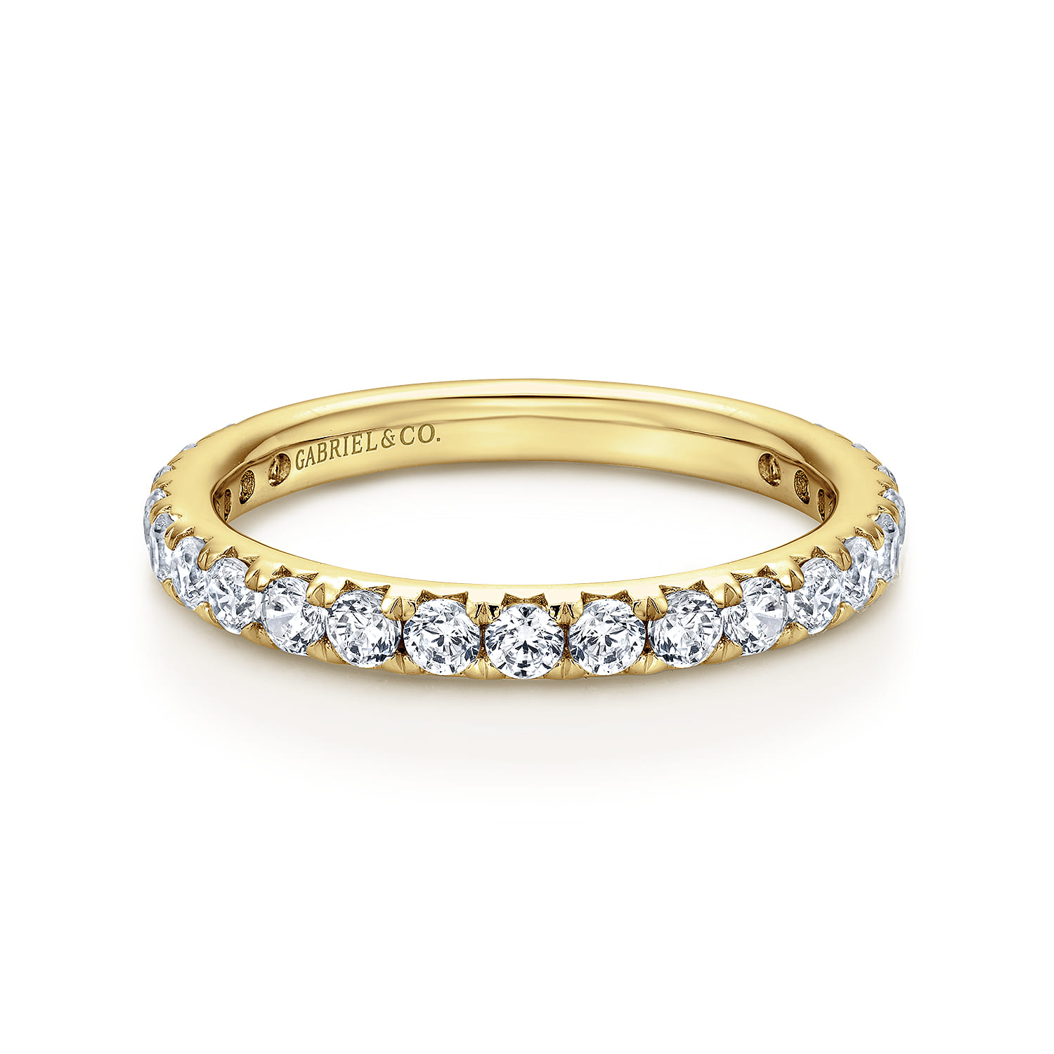 Eternity Band Wedding Ring in 14k Yellow Gold with Round Natural Diamond at Gabriel & Co. - Shot 1