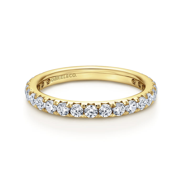 Eternity Band Wedding Ring in 14k Yellow Gold with Round Natural Diamond at Gabriel & Co. - Shot 1