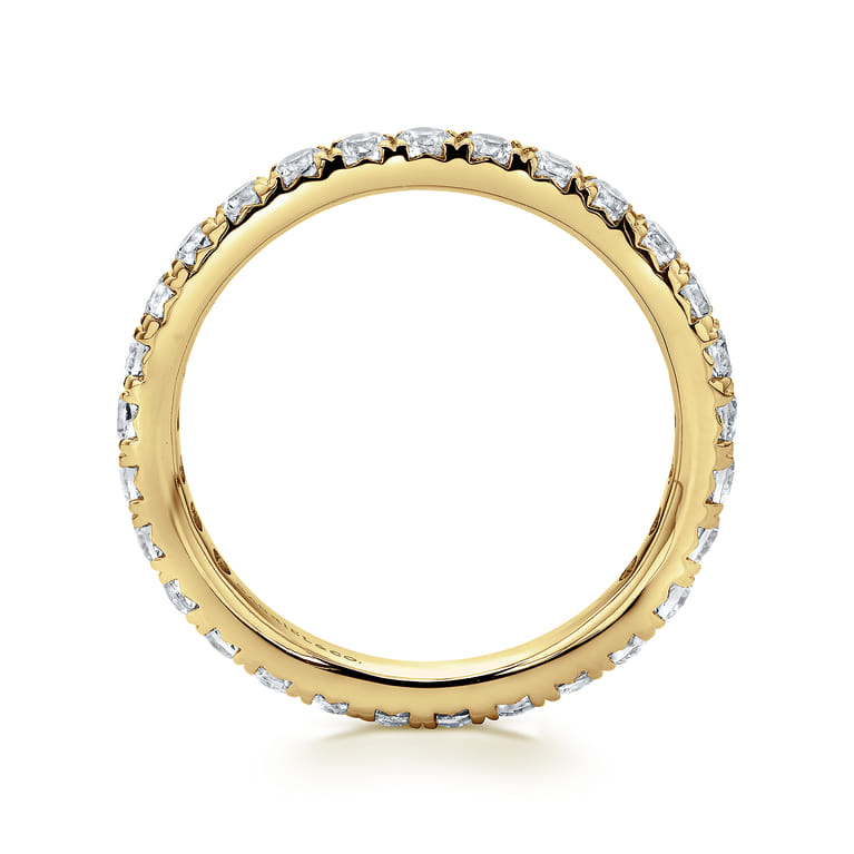 Eternity Band Wedding Ring in 14k Yellow Gold with Round Natural Diamond at Gabriel & Co. - Shot 2