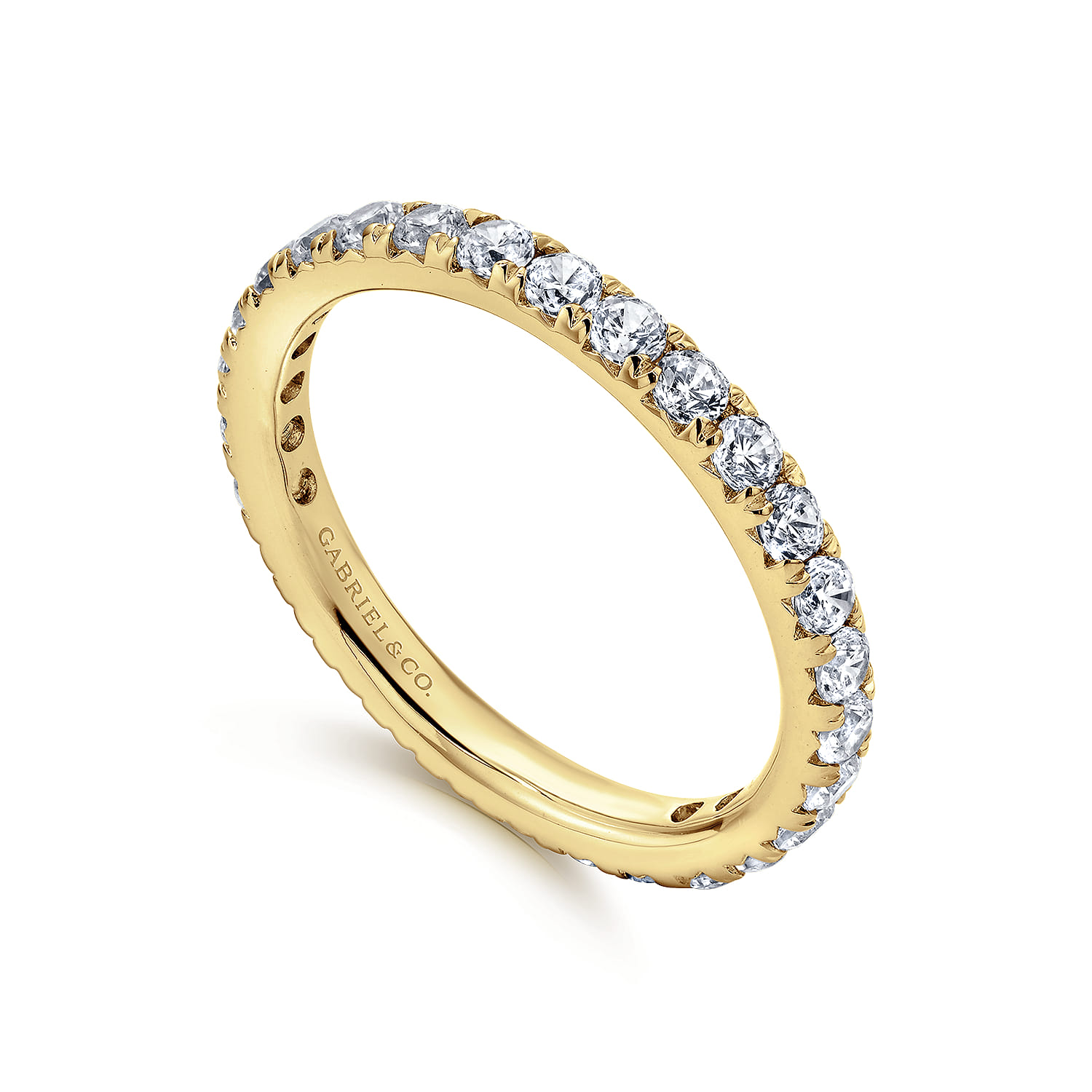 Eternity Band Wedding Ring in 14k Yellow Gold with Round Natural Diamond at Gabriel & Co. - Shot 3