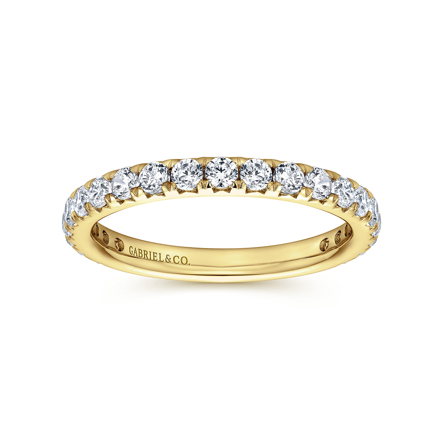 Eternity Band Wedding Ring in 14k Yellow Gold with Round Natural Diamond at Gabriel & Co. - Shot 4