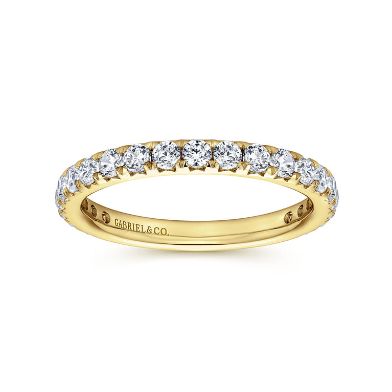 Eternity Band Wedding Ring in 14k Yellow Gold with Round Natural Diamond at Gabriel & Co. - Shot 4