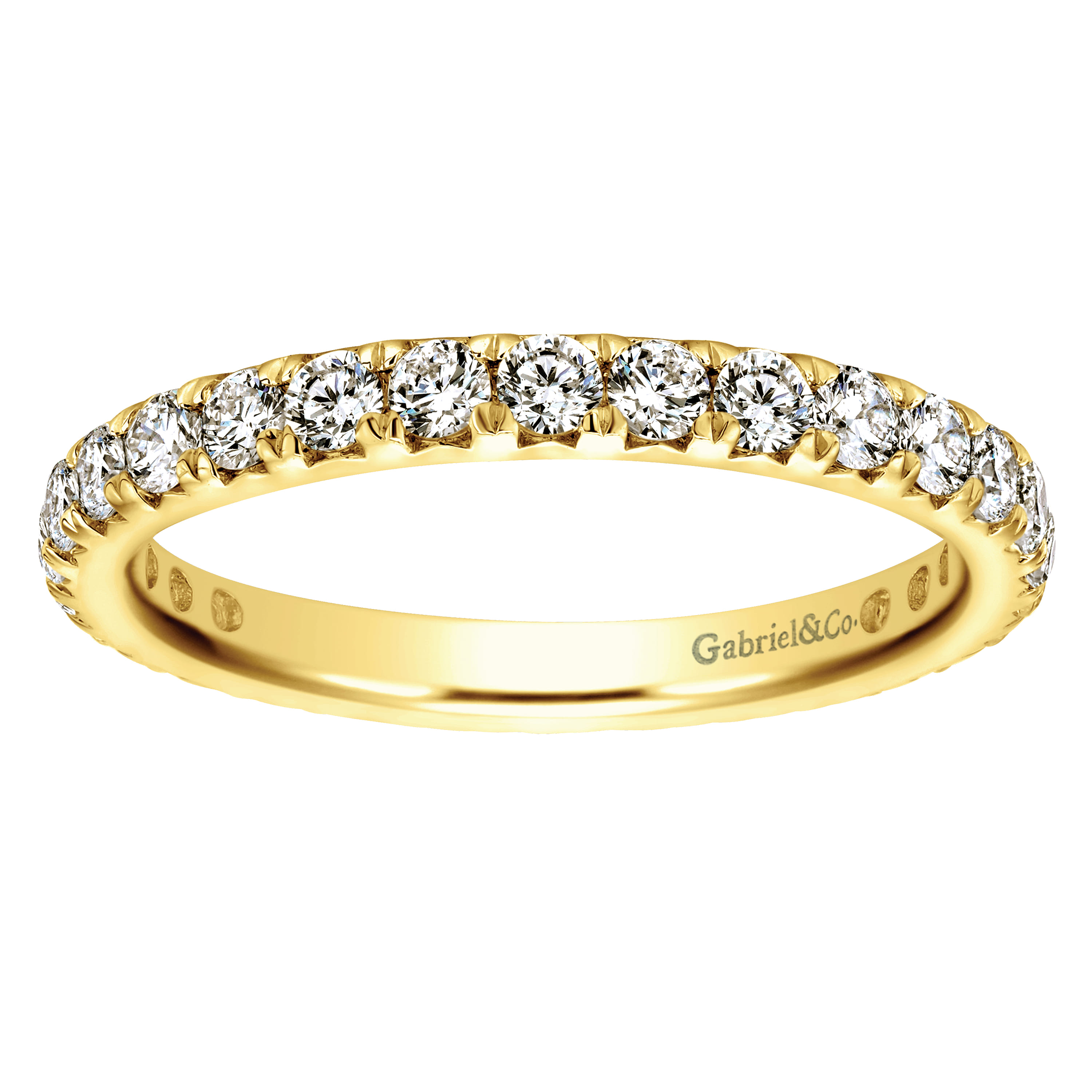 Eternity Band Wedding Ring in 14k Yellow Gold with Round Natural Diamond at Gabriel & Co. - Shot 5