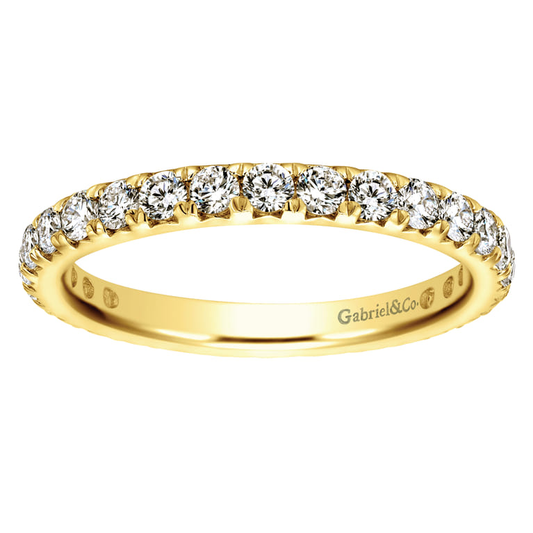 Eternity Band Wedding Ring in 14k Yellow Gold with Round Natural Diamond at Gabriel & Co. - Shot 5