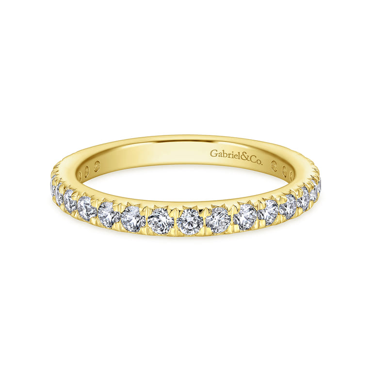 Eternity Band Wedding Ring in 14k Yellow Gold with Round Natural Diamond at Gabriel & Co. - Shot 1