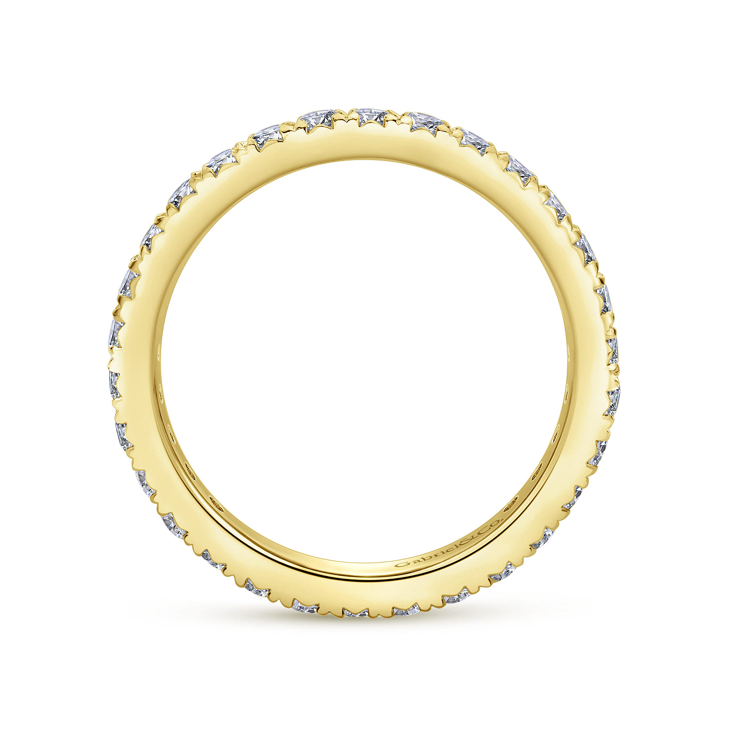 Eternity Band Wedding Ring in 14k Yellow Gold with Round Natural Diamond at Gabriel & Co. - Shot 2