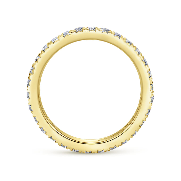 Eternity Band Wedding Ring in 14k Yellow Gold with Round Natural Diamond at Gabriel & Co. - Shot 2