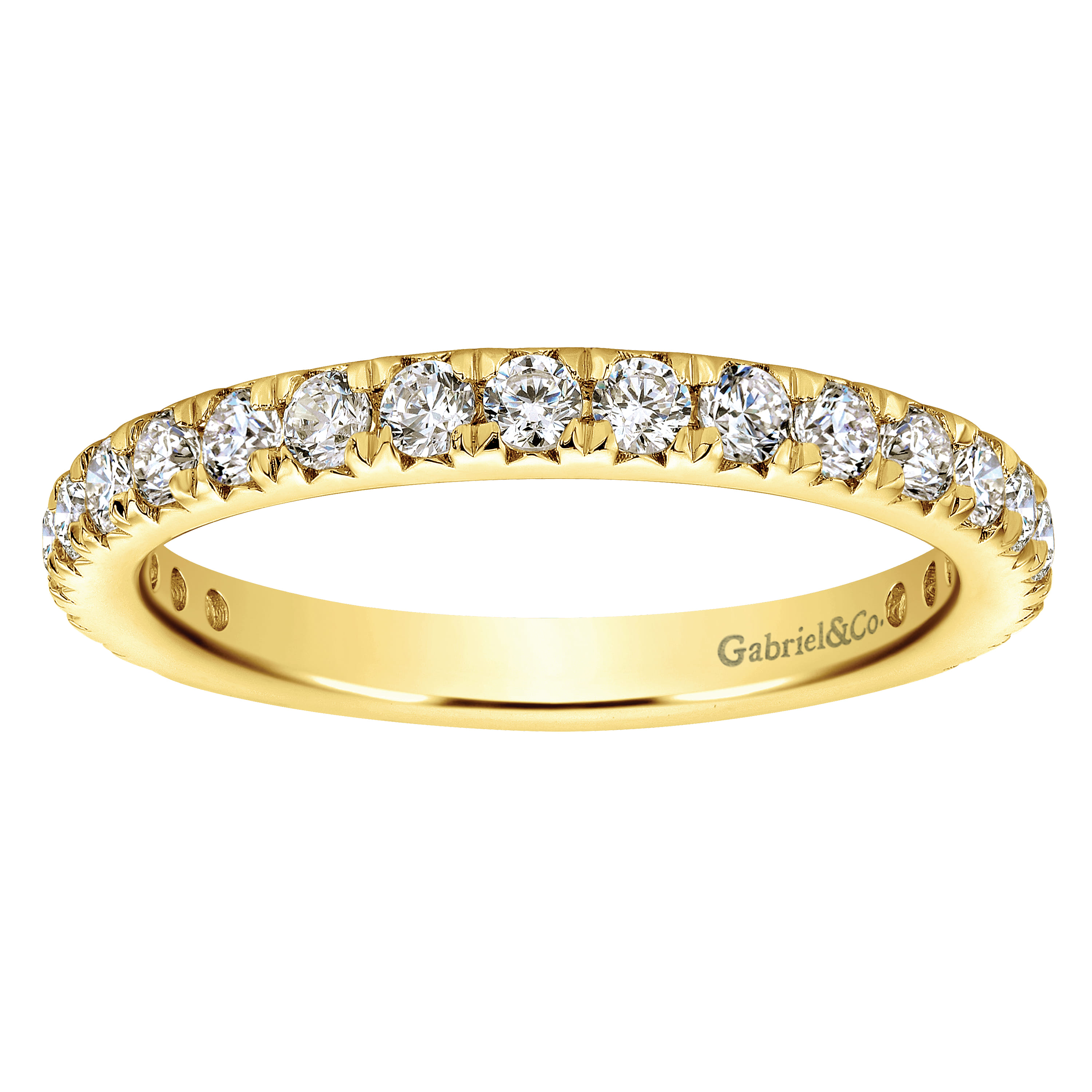 Eternity Band Wedding Ring in 14k Yellow Gold with Round Natural Diamond at Gabriel & Co. - Shot 5